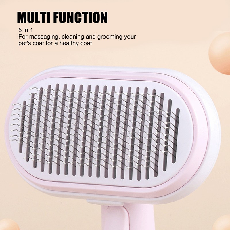 5 in 1 Pet Slicker Brush One Button Hair Removal