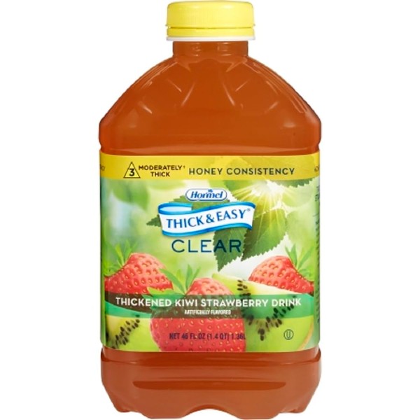 Thick & Easy Thickened Beverage 46 oz. Bottle Kiwi Strawberry Flavor Ready to Use Honey Consistency, 11840 - Case of 6