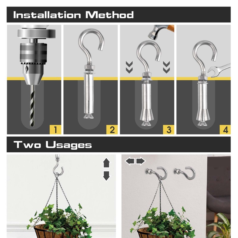 AccEncyc M6 Concrete Wall Hook 304 Stainless Steel Expansion Hook