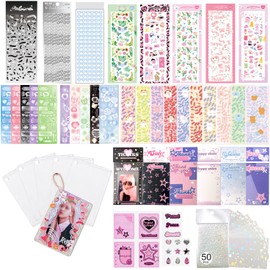 6 Llaveros Porta Tarjetas Fotográficas Kpop Toploaders, 6 Juegos de Regalo Envueltos, 50 Fundas Holográficas para Tarjetas de Intercambio, 35 Hojas de