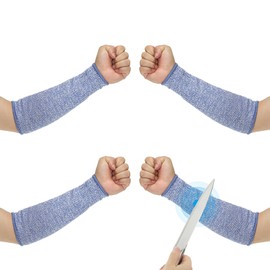 PATIKIL 8 Inch Cut Resistant Sleeve, 2 Pairs Arm Safety Protectors Sleeves Forearm Sleeve HPPE Level 5 Protection for Thin Skin and Bruising, XXS, Blue