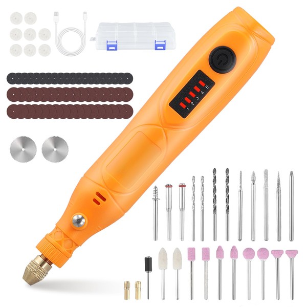 Cordless Rotary Tool with 105pcs Accessories - 3.7V 5-Speed 3600-18000