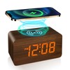 Wooden Digital Alarm Clocks with wireless charging for Bedrooms LED