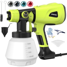 Paint Sprayer 1000W High Power Electric Spray Paint Gun with Adjustable Spray Width Knob 4 Nozzles and 3 Patterns Easy to Clean for Furniture Home Interior House Painting Green