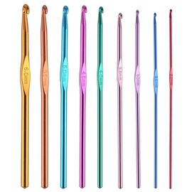 9 Pack Crochet Kit Coloured Aluminum Crochet Knitting Set 9 Sizes 2mm-6mm Knitting Tools Accessories