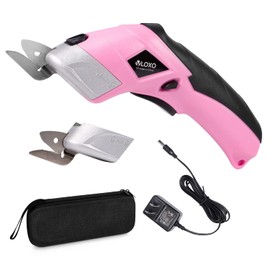 VLOXO VLOXO Cordless Electric Scissors with 2 Blades Rechargeable Powerful Shears Cutting Tool for Fabric Cardboard Carpet Leather Felt with Charger & Storage Box-Pink