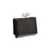 Mariquant Embossed Daisy Pearl Mini Wallet, Black