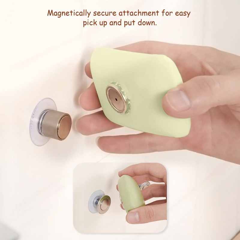 2pcs suction cup type magnetic soap holder, simple design and