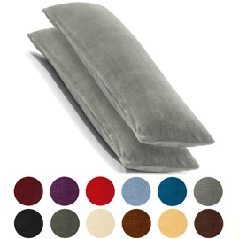 CelinaTex Set of 2 Cushion Covers, 40 x 145 cm, Double Pack, Coral Fleece Pillow Cover, Side Sleeper Pillow Cover, Nursing Pillow Cover, Comfortable, Silver, 5001367