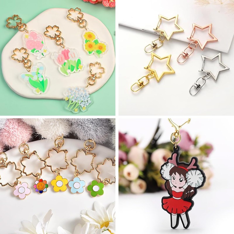 [Meltryllis] 20pcs Star Shape Keychains with One Touch Rotating Ring