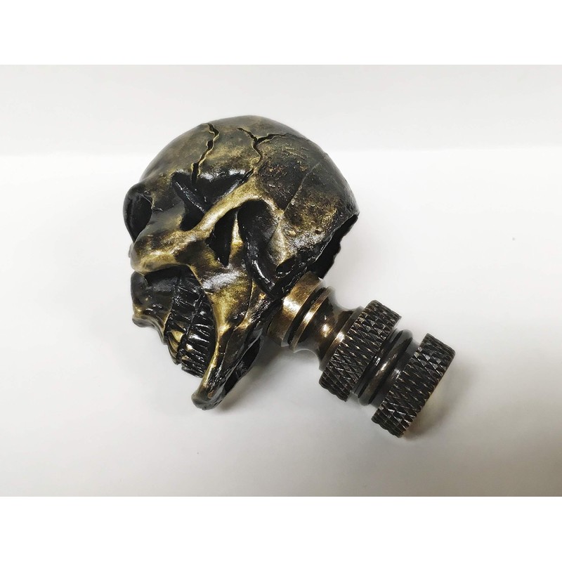 Lamp Finial-Skull-Aged Brass Finish, Highly Detailed Metal Casting