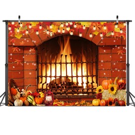Dudaacvt 7X5FT Thanksgiving Fireplace Theme Backdrop Fall Thanksgiving Backdrop Autumn Pumpkin Harvest Background Thanksgiving Baby Shower Banner Fall Harvest Backdrop