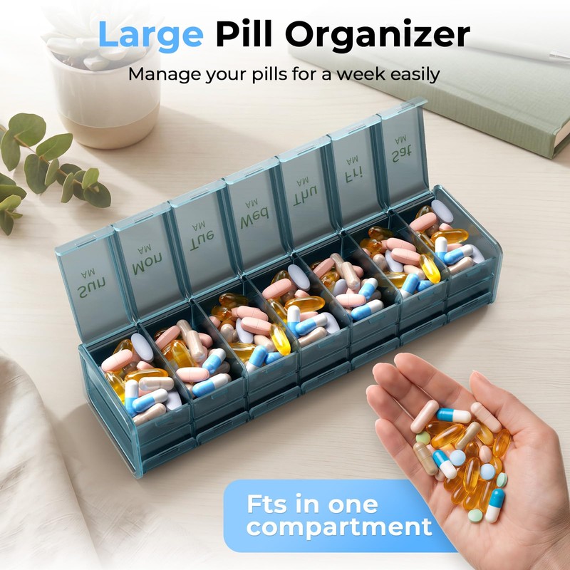 Extra Large Weekly Pill Organizer 2 Times a Day, XXL