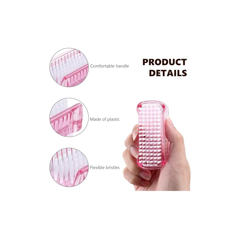 4 Pcs Double Sided Nail Brush, Nail Cleaning Brush, Plastic