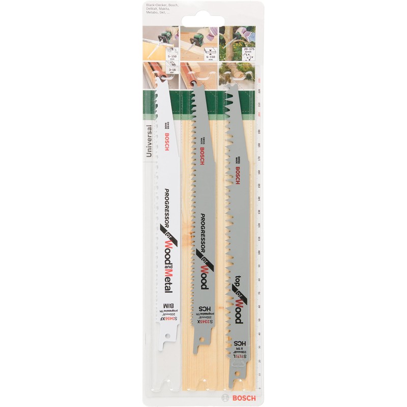 Bosch DIY 3tlg. Säbelsägeblatt-Set Wood and Metal zum Sägen in