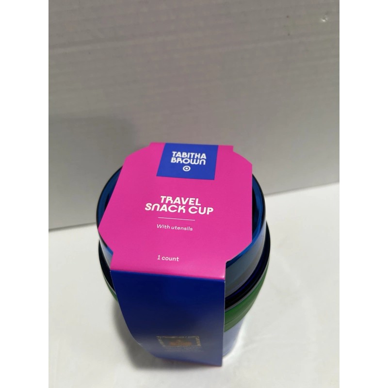 Tabitha Brown Travel Snack Cup With Utensils New Blue