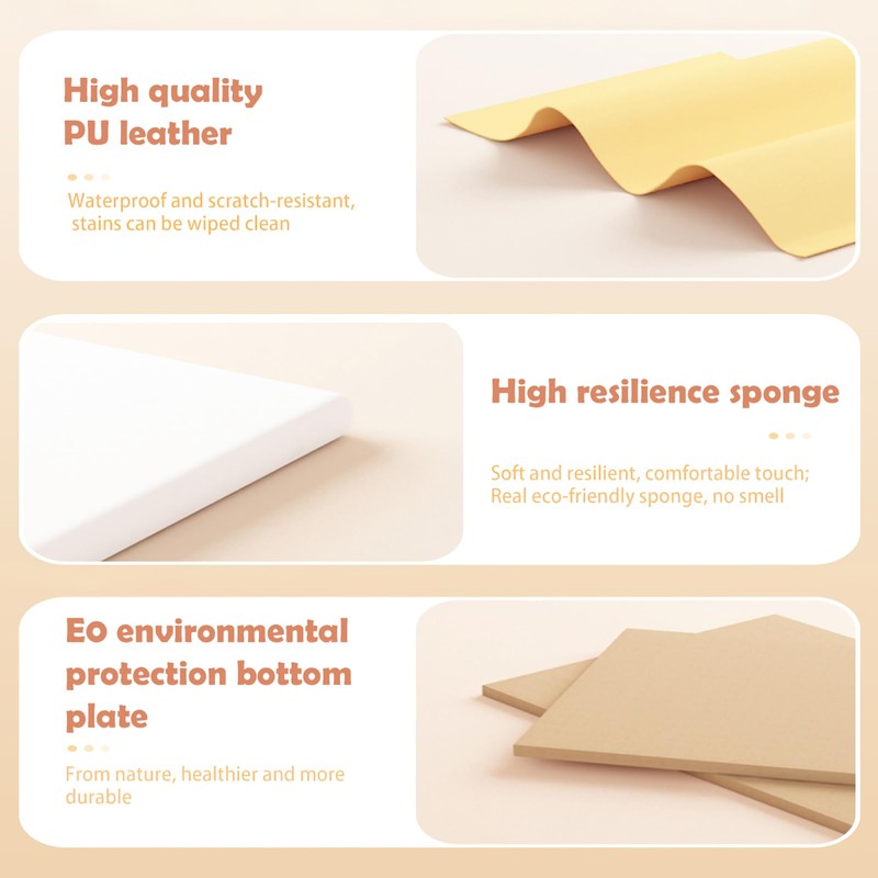 Kids Autism Wall Padding, 4pc Peel & Stick Upholstered Headboard