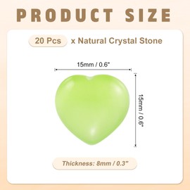 PATIKIL 20 Pcs Natural Heart Shaped Crystal Stone, 0.6 Inch Mini Polished Love Gemstone Crystal, Pocket Rock Engraved Worry Stones for Women Gifts Meditation, Light Green