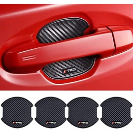 TRD Door Handle Protector TRD Car Carbon Door Knob Guard Anti-Scratch 4 Pack (L, TRD)