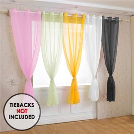 Roseley Eyelet Voile Curtain 1 Panel Mesh Light Living Room Patio Door Drape Nursery Sheer Organza Net Curtain Semi Transparent [Pink, W:58'' x D:54'']