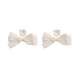 Crystal Bow Earrings for Women Ribbon Bowknot Stud Earrings Square Clear Rhinestone Earrings Tiny Bow Tie Ribbon Dangle Earrings Jewelry for Women(White)