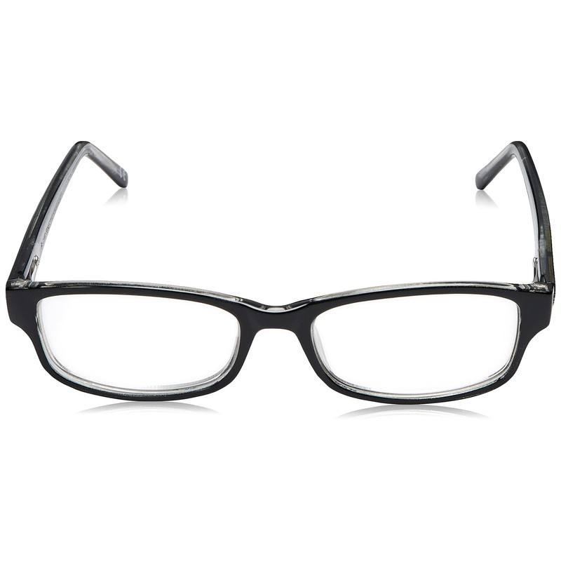 Foster Grant James Multifocus Rectangular Reading Glasses, Black/Transparent, 53 mm