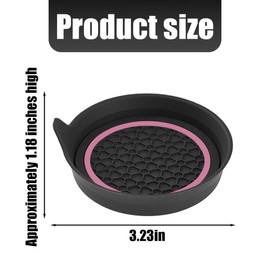 AUCELI Car Cup Holder Coasters, 4PCS Non Slip Waterproof Vehicle Water Bottle Pads, Anti Dust Automotive Interior Drink Mat Decoration Accessories, Universal for SUV Sedan Truck (Black/Pink)