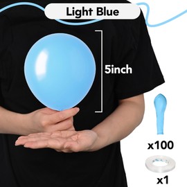 Light Blue Balloons, 100 Packs 5 Inch Baby Blue Latex Balloons, Small Sky Blue Party Balloons, Blue Helium Balloons for Baby Shower Gender Reveal Birthday Wedding Party Decorations