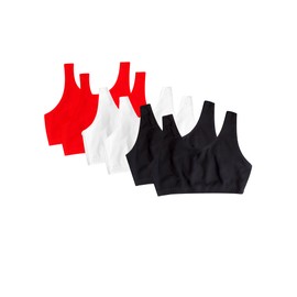 Fruit of the Loom Women's Built Up Tank Style Sports Bra 6 Pack, Red Hot/White/Black, 50