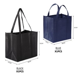 PFLYPF 2 Pack Shopping Bags with Handles, Reusable Shopping Bags, Collapsible Shopping Bags, Portable Shopping Bags Made of Non-Woven Fabric for Grocery Shopping, Shopping Purposes, black