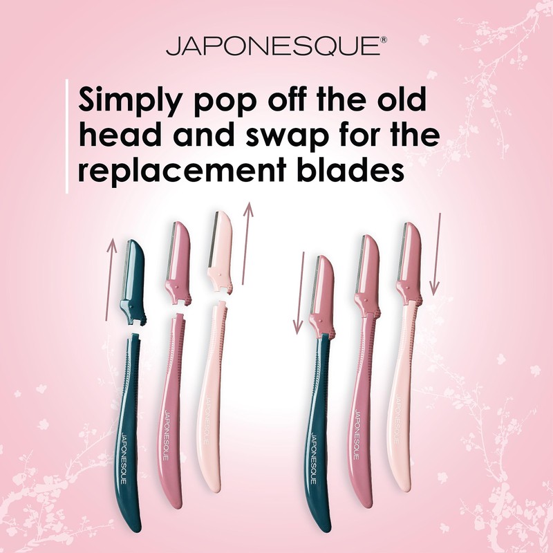 JAPONESQUE Dermaplaner Replacement Blades 4-Pack, Facial Razor Blade Heads Only