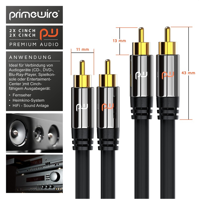 RCA Audio Cable - 3 m - Aux Inputs Audio