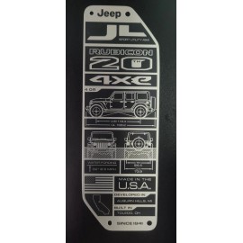 Mopar 20TH ANNIVERSARY RUBICON 4xe  -Fits JEEP WRANGLER INFORMATION PLATE