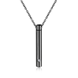 Norya Urn Necklace Bar Pendant Memorial Jewelry - Ashes Keepsake Exquisite Cremation Jewelry(Black), Stainless Steel