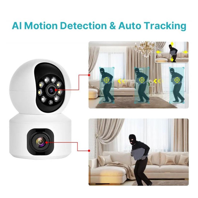 Home Security Camera Dual 2MP Lens Two Way Intercom WiFi