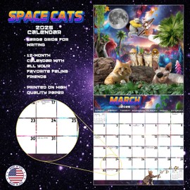 Space Cats Calendar 2025 | Funny Cats Calendar Adventures | The Purrfect Gift for Cat Lovers and Space Enthusiasts | Quirky, Fun Space Cats Wall Calendar 2025 Decor for Home or Office | 12" x 24" Funny Wall Calendar 2025