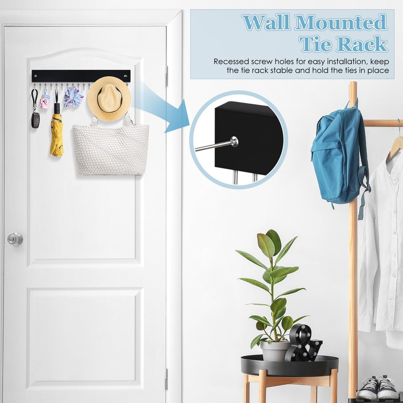 Tie Rack Belt Hanger Wall Mounted, Lomrsiul Non Slip 180
