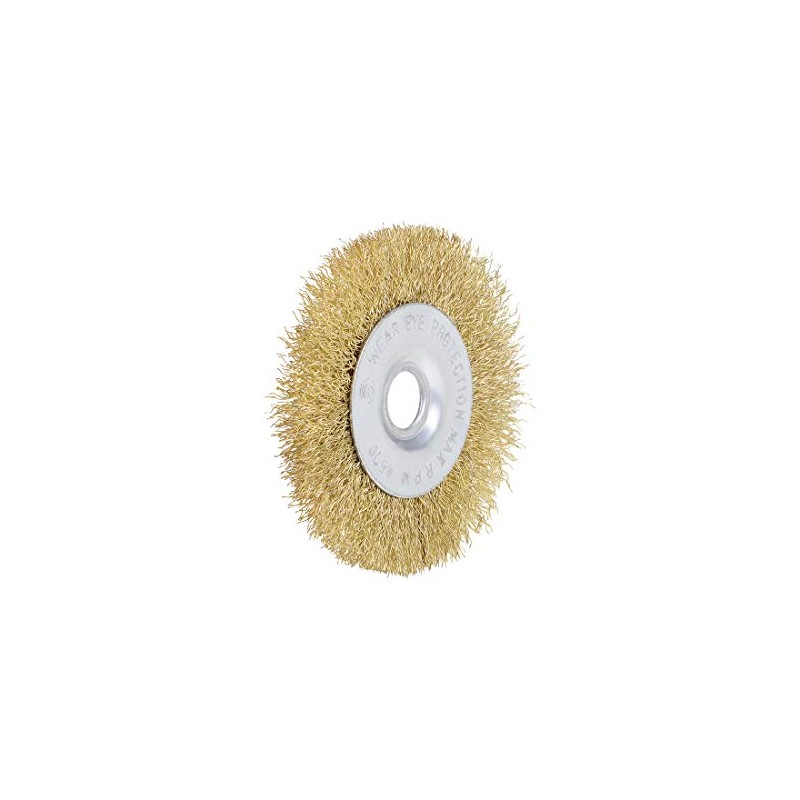 sourcing map 4-Inch Wire Wheel Brush Bench Brass Plated Crimped