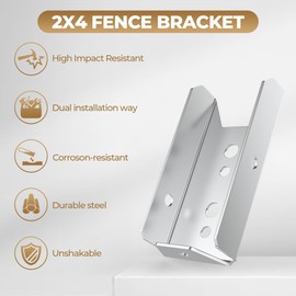 CHENTEEL 2x4 Fence Brackets for Wood,Fence Post Bracket,2x4 Brackets for Fence Rail,Deck Bracket Connectors for 2"×4" (Actually 1.5"x3.5") Wood Post with 80pcs Screws