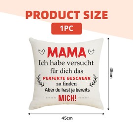 Birthday Gift for Birthday Mother Best Mum Gift Cushion Cover High-Quality Polyester 45 x 45 cm Lovely Print Ideal for Sofa and Bed Washable
