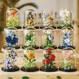 Flower Building Blocks Set, 1 Set 3D Flower Blocks Building Toy with Dust Cover, Home & Office Desktop Ornaments, Flower Bricks, Perfect Gift for Birthday, Building Block Sets, Mother's Day Gift, Gift for MOM ！:_Multicolor_270Pcs blue rose
