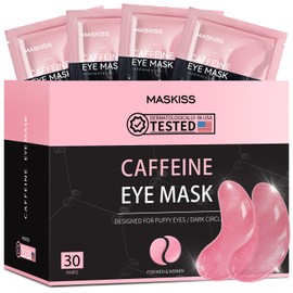 Parches para debajo de los ojos (30 pares), mascarillas de cafeína para ojos para ojeras, bolsas debajo de los ojos, parches de colágeno para ojos para arrugas e hinchazón, cuidado de la piel de los