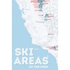 Western Ski Resorts Map 24x36 Poster (White & Light Blue)