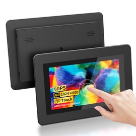 7 inch Touchscreen, 1024×600 IPS HD Mini Monitor with Built-in Speakers/HDMI/VGA/AV Input for Raspberry Pi, PC, TV, CNC, CCTV