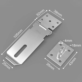 Padlock Hasp and Staple 304 Stainless Steel Shed Locks and Latches Hasp Lock with Lock Key Screws for Garden Doors, Window Cabinet Garage, Bedroom (4 Inch Silver)