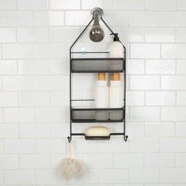 Bath Bliss Mesh Collection Deluxe Shower Caddy| Dimensions: 10.5"x 4.6"x 25.5" | Two Deluxe Shelves | Rust Proof | Shower Accessories | Black | Self Draining | Organization