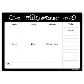Weekly Planning Pad, To Do List, Daily Planner Notepad, List Task, 50 Sheets 10 x 7.5 inches (Black and White)