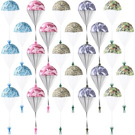 Yunsailing 25 Pcs Parachute Toys, Mini Army Men Parachute Toys for Kids, Flying Throwing Gifts Bulk for Easter Christmas Kids School Outdoor, No Battery Nor Assembly Required Gifts (Army Colors)