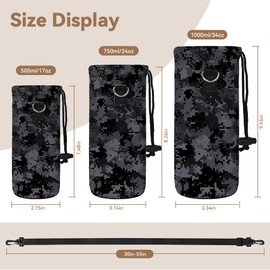 AUPET Water Bottle Sling Bag Carrier Crossbody Sleeve,Insulated Neoprene Bottle Case Holder Pouch Cover 500ML/17oz with Shoulder Strap for Walking Women Men (Grey camouflage)