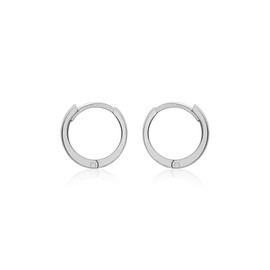 Carissima Gold Women's 9ct White Gold 11mm Huggy Creole Hoop Earrings